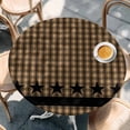 thumbnail image 2 of Brown Black Plaid Round Tablecloth, Fitted Table Cover with Elastic for 55"-60" Round Tables, Vintage Rustic Star Buffalo Check Table Cloth Outdoor Indoor Dinning Party Waterproof Tablecloths, 2 of 7
