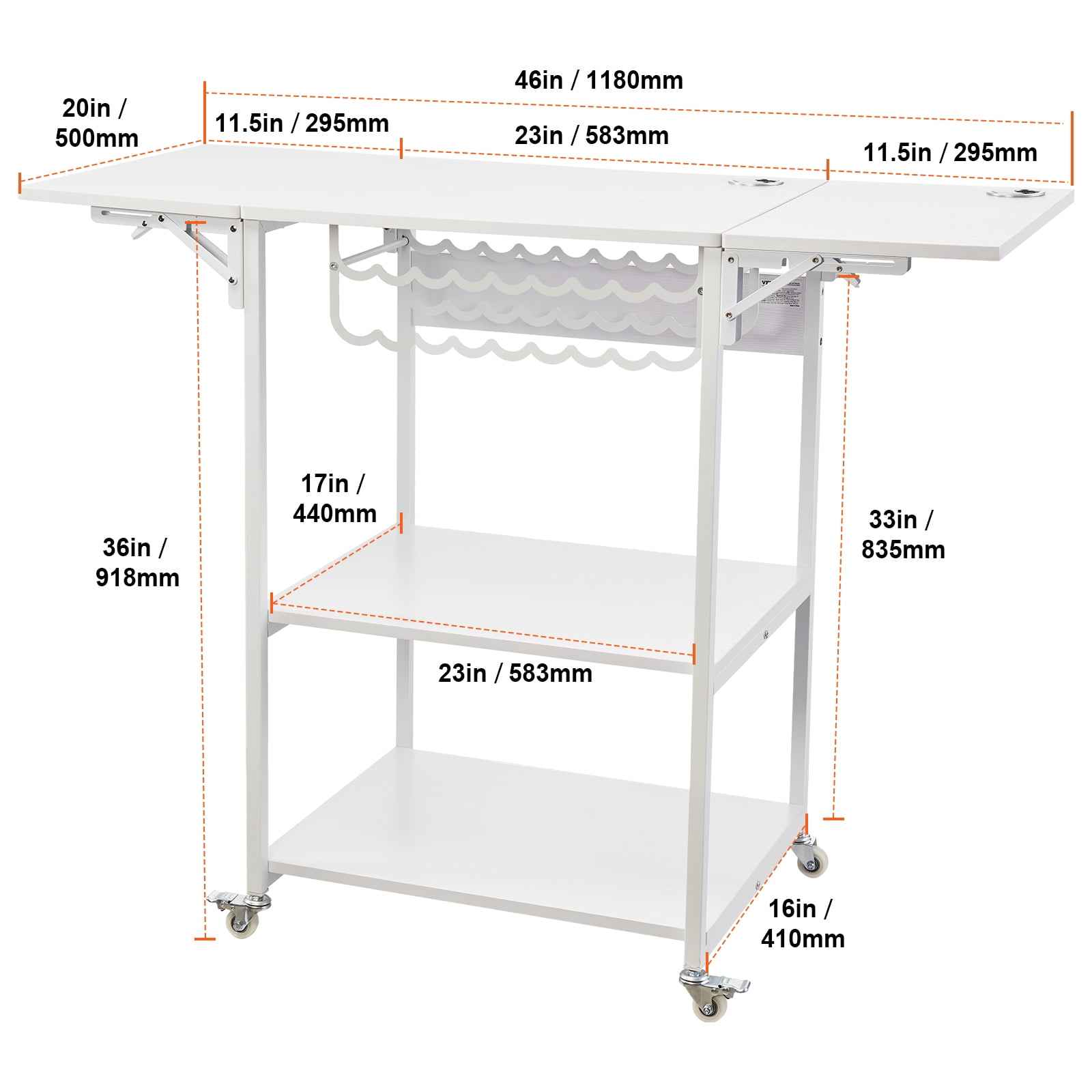 VEVOR Heat Press Table, 3 Tier Movable Heat Press Stand, Foldable Heat Transfer Machine Stand with Wheels and Vinyl Roll Holder, Rolling Metal Workbench for Sublimation Transfer Machine, White