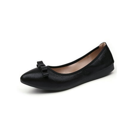 

Ritualay Women Flat Shoes Non-slip Flats Comfort Nurse Shoe Lightweight Brearthable Loafers Work Walking Slip On Loafer Black Bow 13C