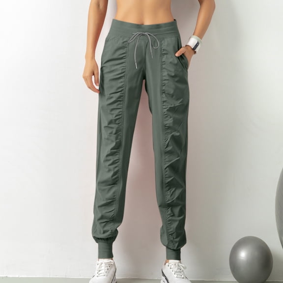 Baqcunre Womens Sweatpants Sports Loose Running Yoga Fitness Pocket Casual Nine Bound Leg Pants Womens Pants Yoga Pants Women Joggers For Women Army Green S-XXL