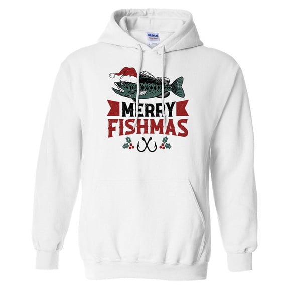 Merry Fishmas Hoodie Sweatshirt Unisex Large White