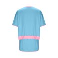 thumbnail image 7 of Women's Casual 2 Piece Short Sleeve Crew Neck Color Block Pullover Tops Matching Drawstring Mini Skirt Going Out Lounge Outfits, 7 of 7