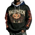 thumbnail image 2 of Yuaguia Men's Halloween Hoodie, Loose Fit Graphic Sweatshirt with Kangaroo Pocket and Drawstring, Casual Drawstring Pullover Fall Apparel, Soft Lightweight Novelty Print Tops, Navy L, 2 of 4
