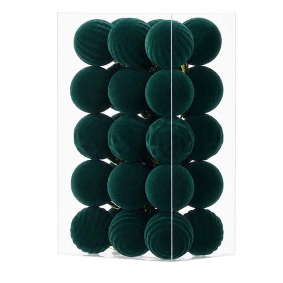 2026 Christmas Indoor Home Decor 30 Pcs 3cm Flocked Christmas Balls Mini Velvet Shatterproof Christmas Ornaments Ribbed Textured Solid Baubles With Hanging Loop For Xmas Tree Holiday Party