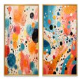 thumbnail image 2 of Designart "Colorful Contrasts Mid Century Modern Art I" Abstract Framed Wall Art Set Of 2 - Multi-Color Abstract Framed Canvas Set For Living Room Decor, 2 of 7