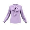 thumbnail image 4 of Olyvenn Women's Bow Tie Neck Blouse 2026 Long Sleeve Work Shirt for Office Business Professional Dressy Casual Tops Hot Pink S, 4 of 6