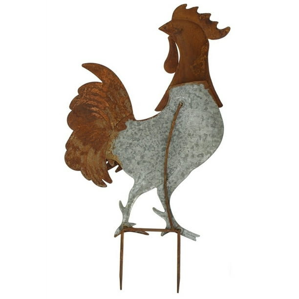 Metal Garden Stake Rooster Shape Statue Countryside Standing Chicken Cock  Animal Garden Retro Sculpture Outdoor Fences Lawn Backyards Stake  Decoration Figurines Ornament Statues 