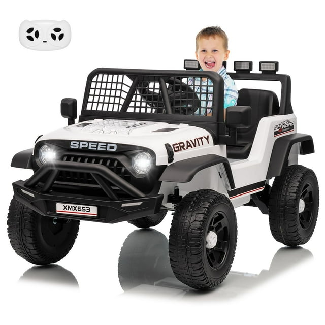 BeesClover Camion Électrique 12V pour Enfant, Voiture Télécommandée Parentale pour Enfants/ avec 3 Vitesses jusqu'à 5 Mi/h, Suspension à Ressort, Lumières LED, Musique / pour Enfants de 3 à 8 Ans