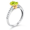 thumbnail image 3 of Gem Stone King 10K Yellow and White Gold Yellow Lemon Quartz and White Lab Grown Diamond Engagement Ring for Women (1.28 Cttw, Oval 8X6MM, Gemstone Birthstone, Available in Size 5, 6, 7, 8, 9), 3 of 4