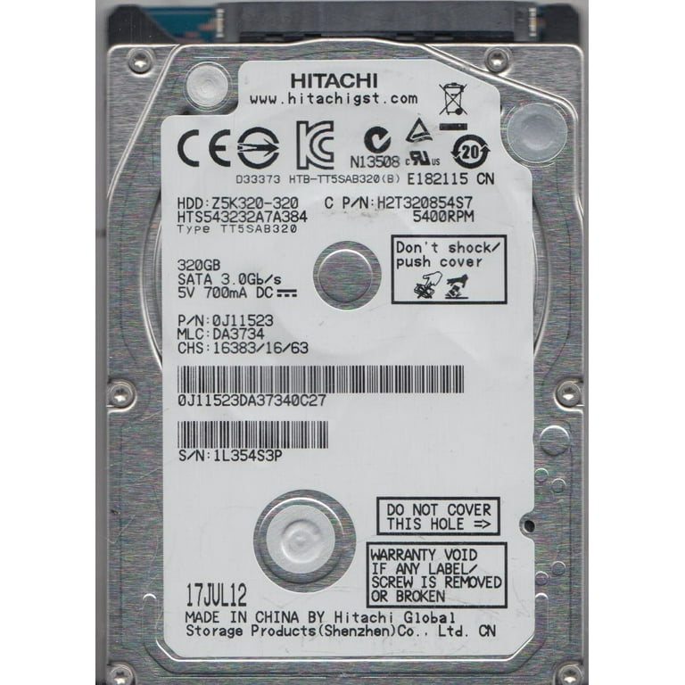 HTS543232A7A384, PN 0J11523, MLC DA3734, Hitachi 320GB SATA 2.5