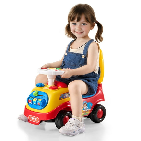 VEVOR Ride On Push Car for Toddlers, Ages 1-3, Ride Racer, Sit to Stand Toddler Ride On Toy, Classic Kids Ride On Car with Music Steering Wheel, Horn