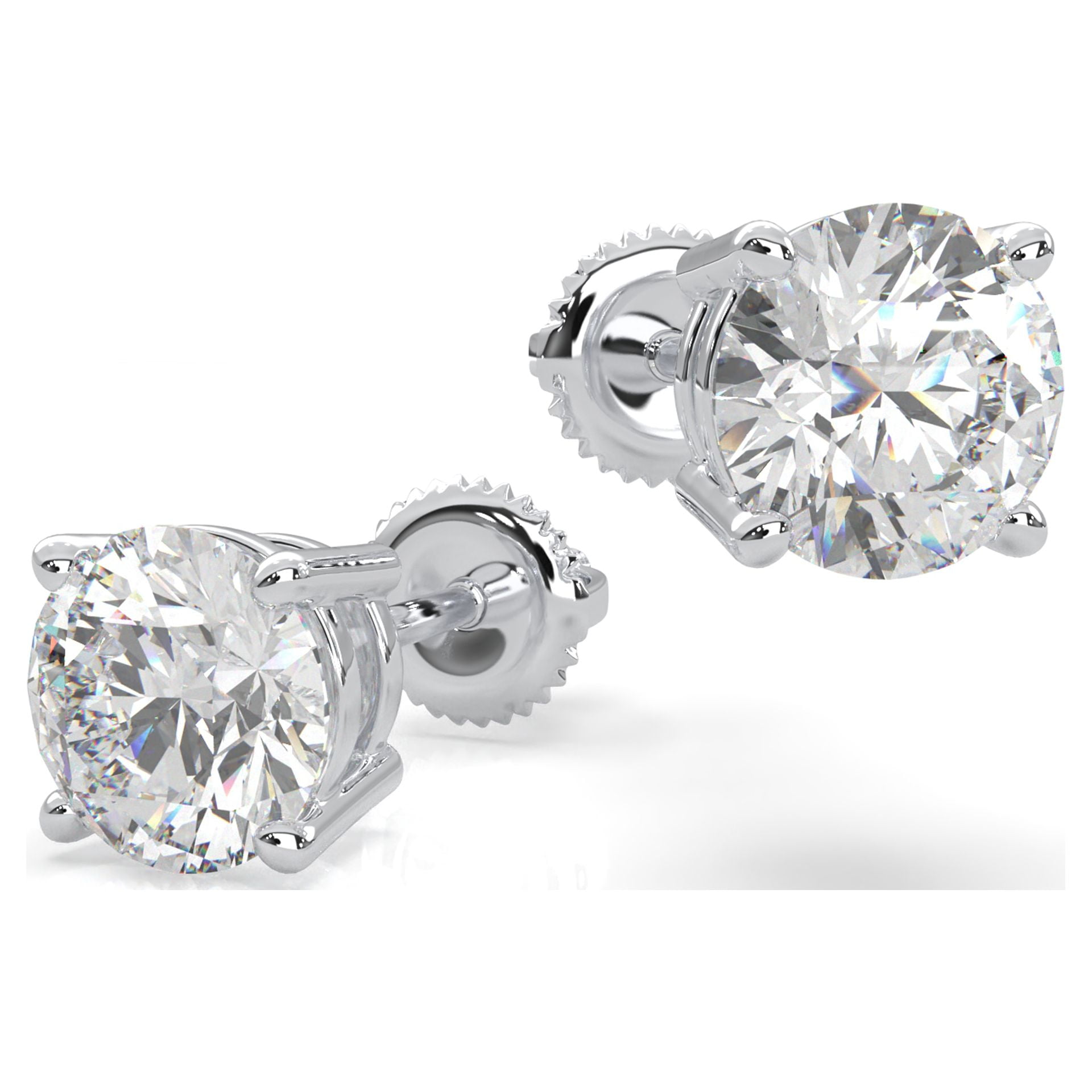 Moissanite Stud Earrings, 0.3ct-3.5ct DF Color Brilliant Round Cut Lab Created Diamond Earrings 18K White Gold Plated Silver Screw Backs for Women Men