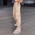 thumbnail image 5 of BRDFRL Cargo Pants for Women High Waisted Casual Pants Baggy Wide Leg Trousers Y2K Streetwear with 6 Pockets Khaki M, 5 of 7