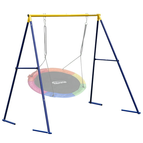 PRINIC A Frame Swing Stand Heavy Duty Sturdy Metal Frame Large Size with Ground Anchored All Weather Usage for Backyard, 71" Height Holds Up to 550lbs (Swing NOT Included)