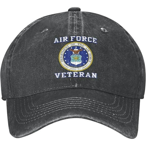 Kawani Us Air Force Veteran with USAF Seal Dad Hat Adjustable Denim Hat Classic Baseball Cap Black