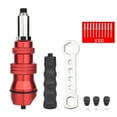 thumbnail image 1 of Adaptateur pour Outil de Rivet pour Perceuse Sans Fil, Kit de Rivetage en Acier Allié avec 4 Buses Interchangeables et Poignée Antidérapante, Attache Universelle pour Perceuse Hexagonale pour Métal, Gouttière, Réparation de Porte, 1 of 8