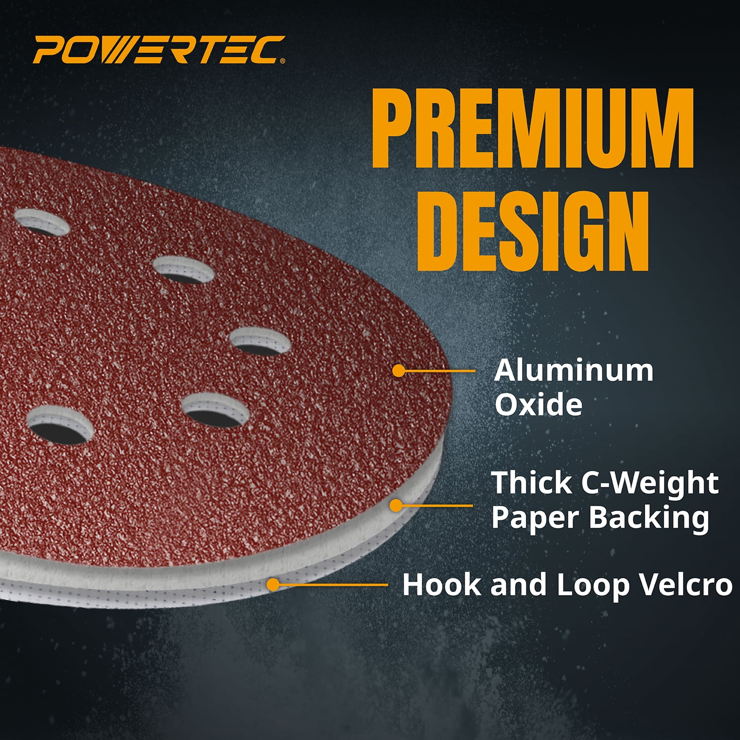 POWERTEC 150PK 5 Inch 8 Hole Hook and Loop Sanding Discs, 60/80/ 100/120/ 150/180/ 240/320/ 400/600 Assorted Grits, Sandpaper for Random Orbital Sanders, 45054