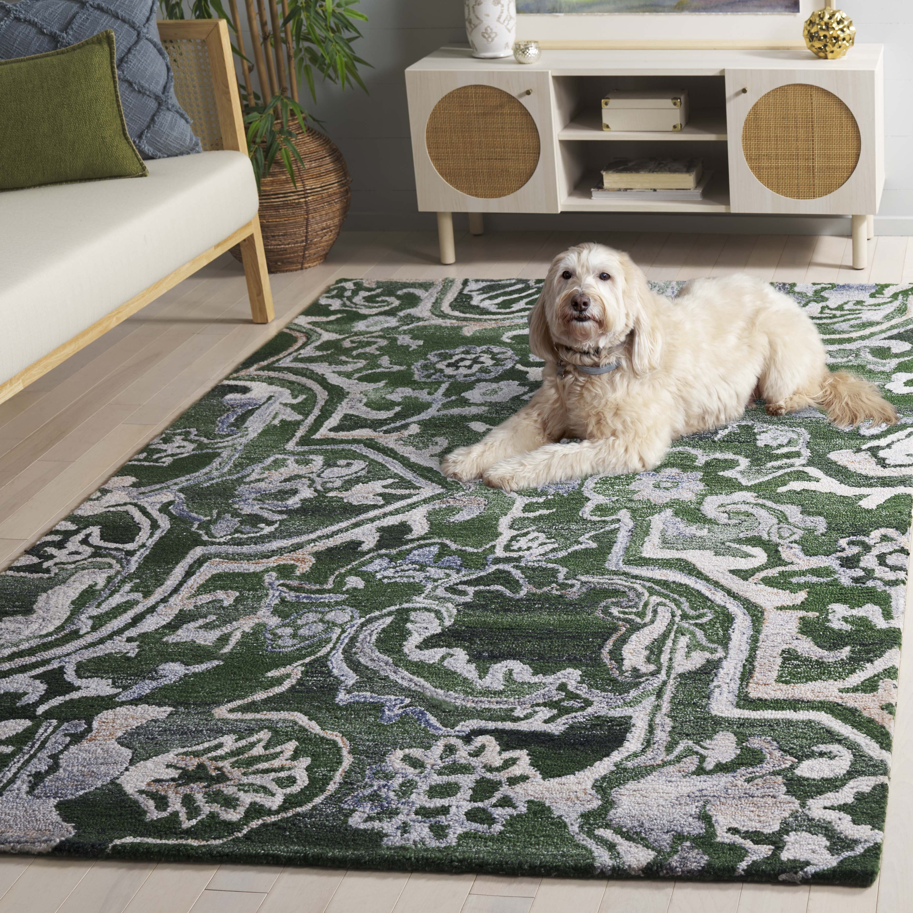 SAFAVIEH Marquee Marsan Geometric Area Rug, Green/Beige, 5' x 8'
