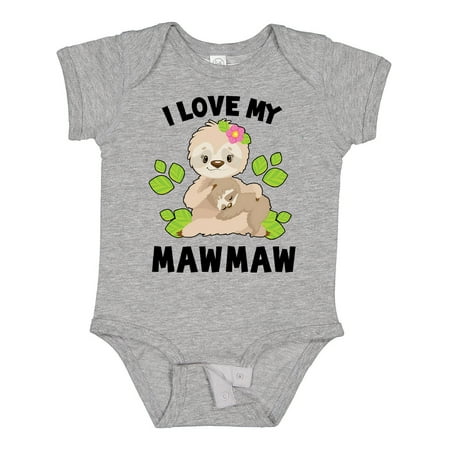 

Inktastic Cute Sloth I Love My Mawmaw with Green Leaves Gift Baby Boy or Baby Girl Bodysuit