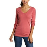 Eddie Bauer Women's Favorite Long-Sleeve V-Neck T-Shirt, Desert Rose, X-Small