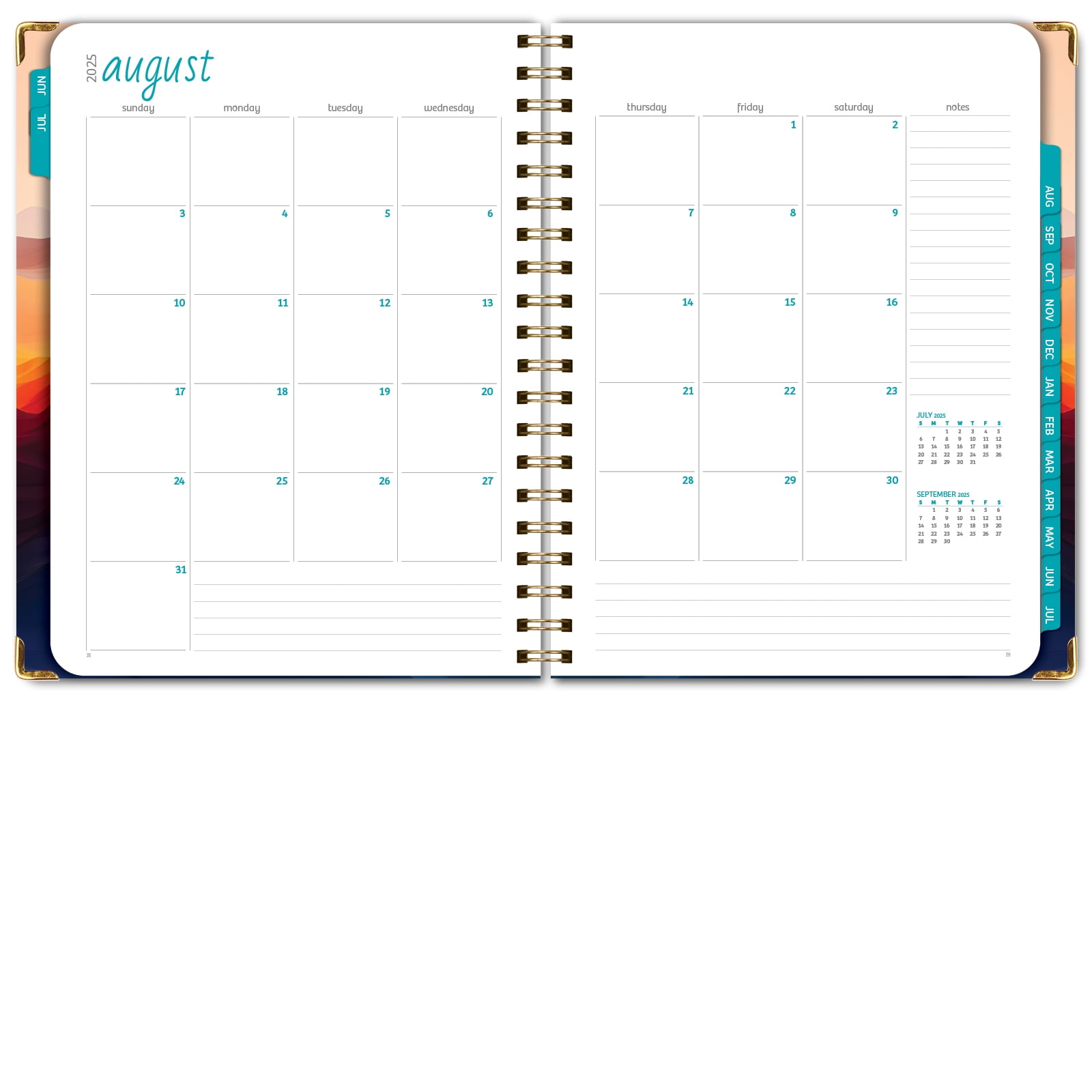 Academic Year 2025-2026 Planner, June 2025 - July 2026, 8.5"x11" Daily Weekly Monthly Planner Yearly Agenda, Hardcover, Bookmark, Pocket Folder and Sticky Note Set (Mountain Majesty)