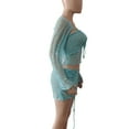 thumbnail image 4 of Suéteres De Punto Bra Top Cardigan Minifalda Señoras Y2k Estilo Lace Up Beach Outfit Kuymtek  lago azul T S para Mujer, 4 of 9