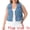 Light Blue, variant on DARING DIVA Women's Plus Size V Neck Button Down Casual Denim Vest 1X Dark Blue
