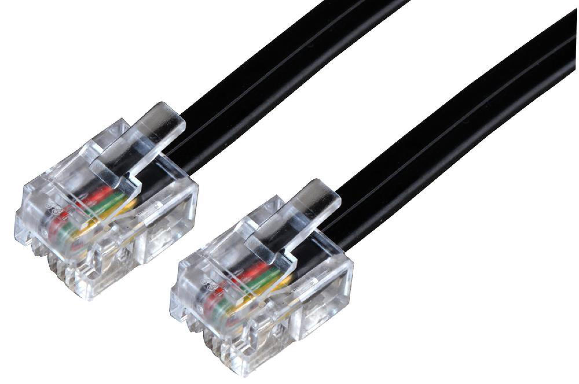 PRO SIGNAL RJ11 to RJ11 Telephone Lead, 10m, Black