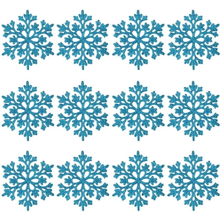 

BESTONZON 12pcs 10CM Shining Powder Snowflakes Christmas Decoration Christmas Tree Pendant