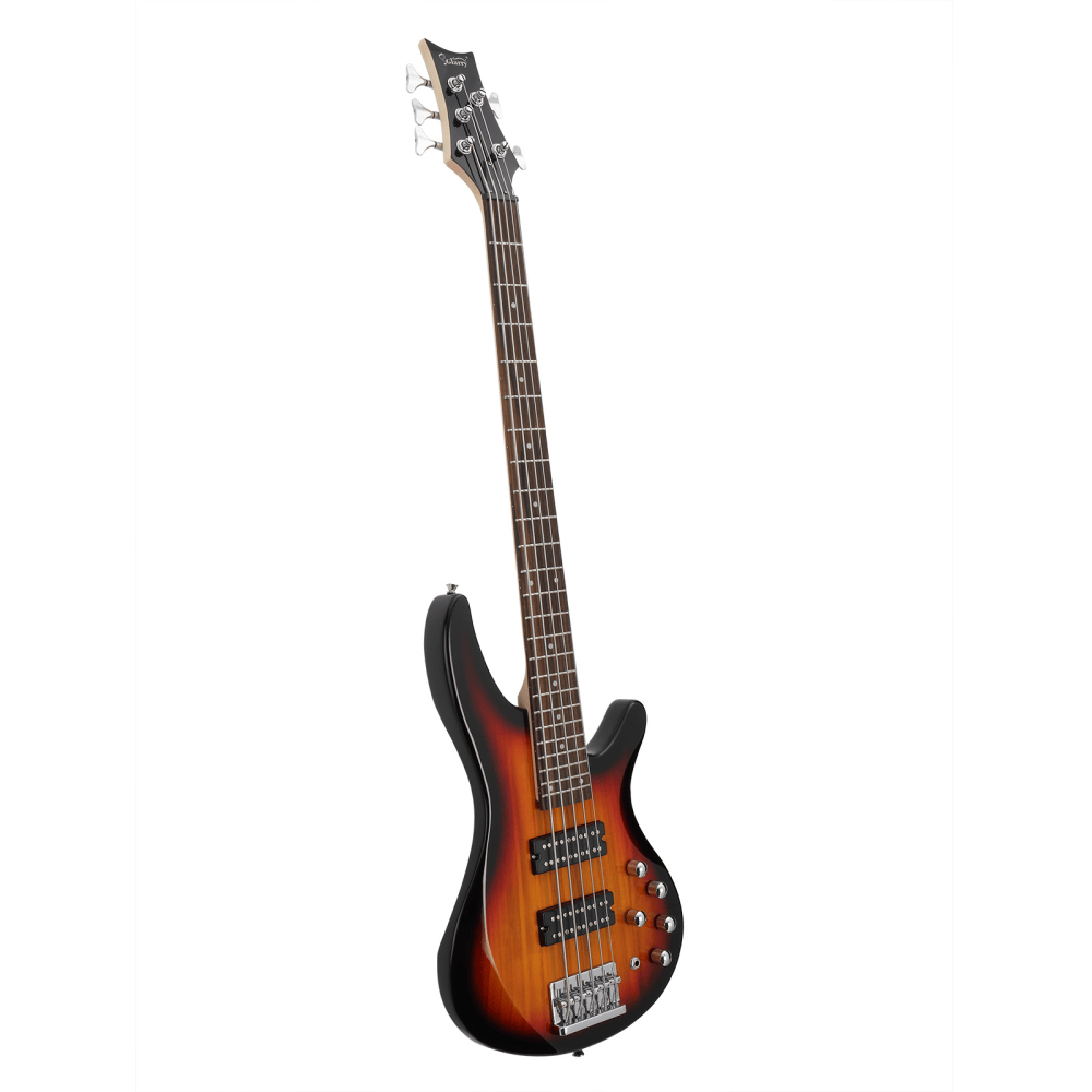 Tcbosik 5 String Electric Bass Guitar, Right Handed Beginner Kit with Bag, Strap, Amp Wire, Plectrum and Wrench Tool for Youth & Adult, Sunset Color