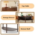 thumbnail image 4 of Aukfa Half Moon Console Table with Rattan Storage Cabinet,Side Table Sofa Table for Living Room, Hallway,Brown, 4 of 8