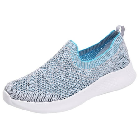 

sneakers for women walking shoes Fashion Women Mesh Casual Slip-On Sport Shoes Runing Breathable Shoes Sneakers Mesh Blue