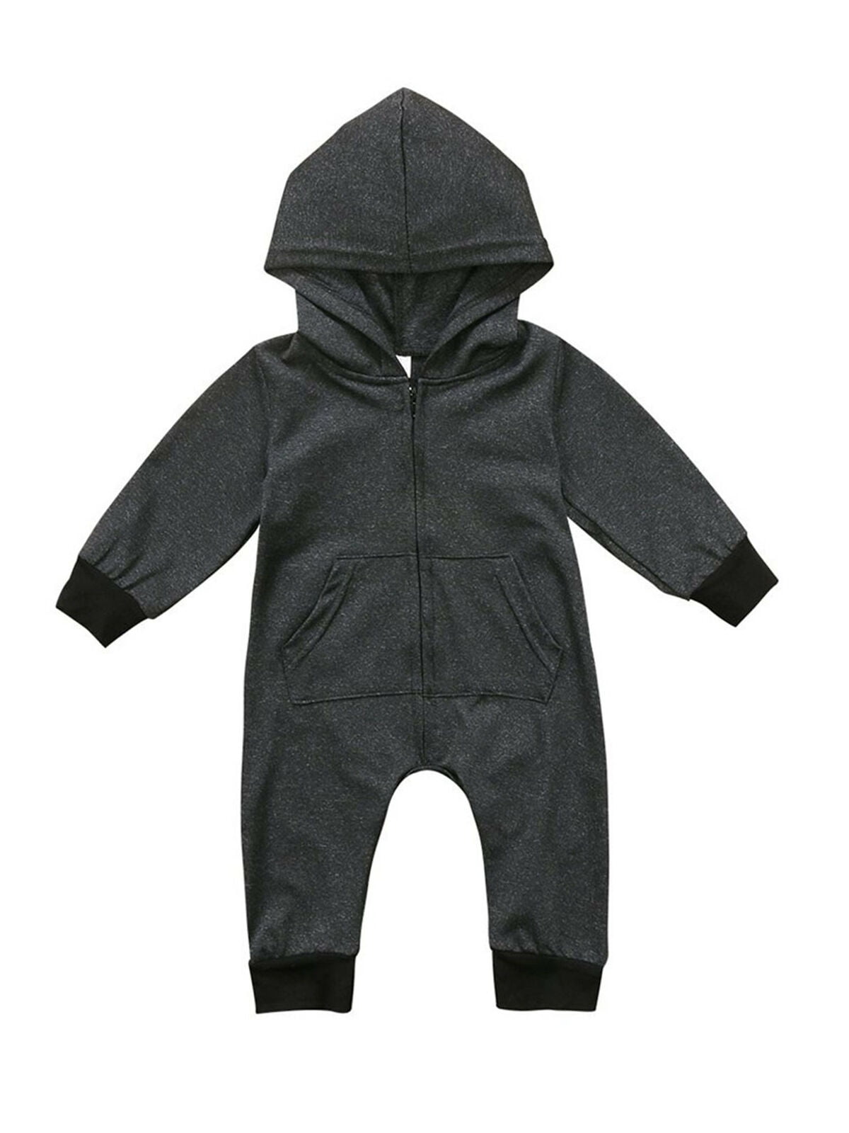 wsevypo Kids Baby Boy Warm Infant Romper Jumpsuit Bodysuit Hooded
