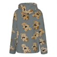 thumbnail image 5 of Women's Teddy Bear Coat Printed Double Layer Plush Pullover Fleece Hoodie Casual Loose Pocket Long Sleeve Sweatshirt,Gray,XL, 5 of 5