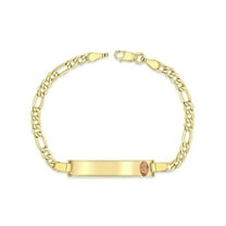 14K Yellow Gold 3.5 mm Figaro Chain Baby ID Bracelet w/ Rose Gold Guadalupe, 3 gram