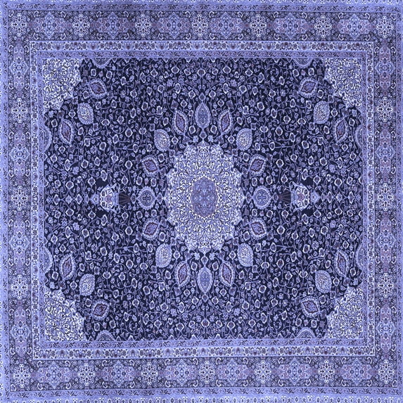 Ahgly Company Machine Washable Indoor Square Persian Blue Traditional Area Rugs, 7' Square
