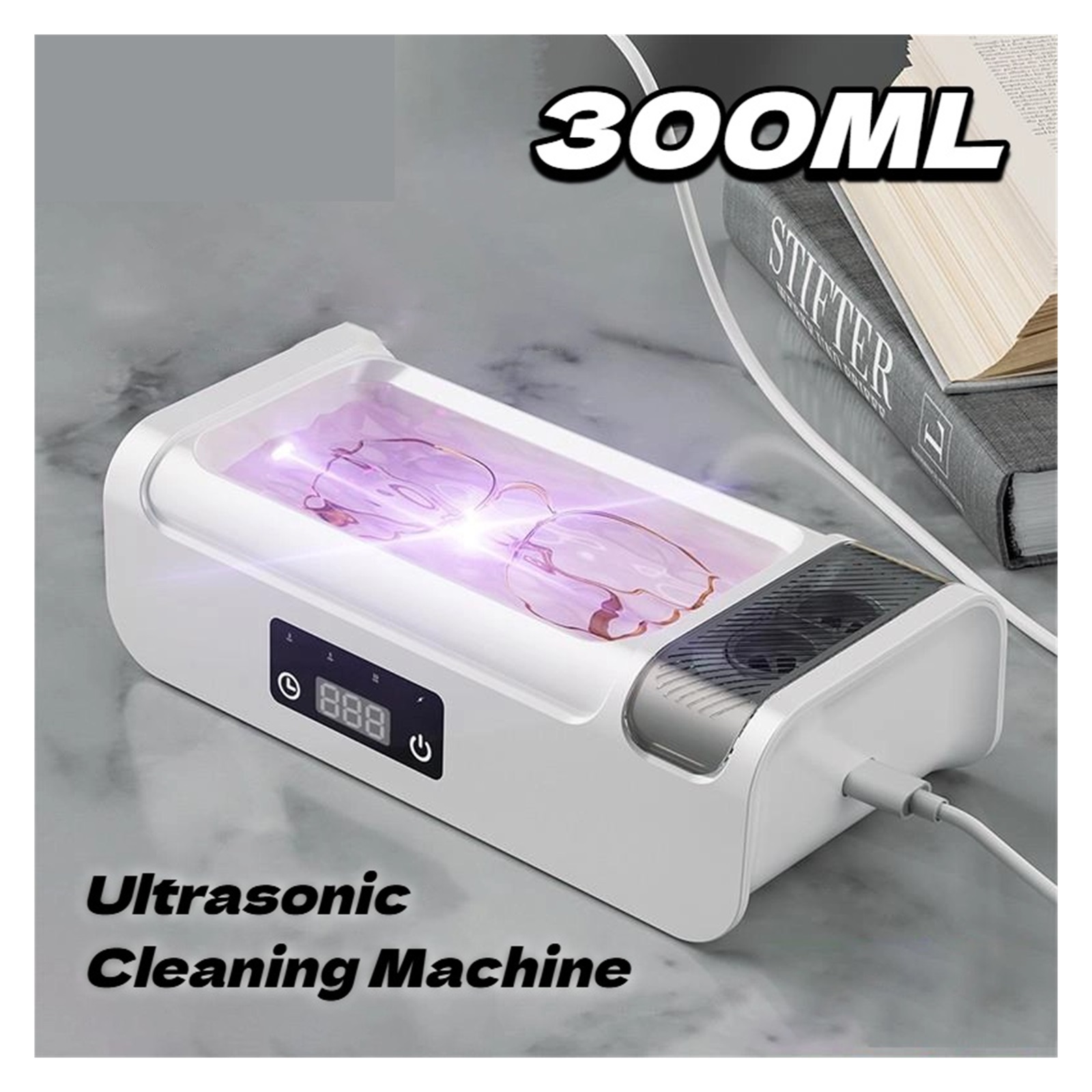 Adjustable Large Capacity Ultrasonic Cleaner Fast Powerful Jewelry Brace Glasses Jewelry Cleaning
