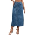 thumbnail image 1 of Falda de mezclilla Miaxi Inspire Chic para mujeres, de cintura alta, con puntos suizos, abertura trasera, falda de columna casual, tamaño M azul, 1 of 6