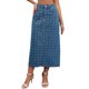 thumbnail image 1 of Falda de mezclilla Miaxi Inspire Chic para mujeres, de cintura alta, con puntos suizos, abertura trasera, falda de columna casual, tamaño M azul, 1 of 6