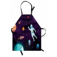 thumbnail image 1 of Universe Apron, Astronaut in Space Globe Planets Solar System Rocket Exploration, Unisex Kitchen Bib with Adjustable Neck for Cooking Gardening, Adult Size, Dark Purple Multicolor, by Ambesonne, 1 of 4