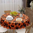 thumbnail image 3 of Halloween Tablecloth 60 Inch Round Spider Web and Pumpkin Table Cloth Ghost Washable Polyester Tablecloths for Holiday Dinner Room Picnic Indoor Outdoor Halloween Party Decorations, 3 of 6
