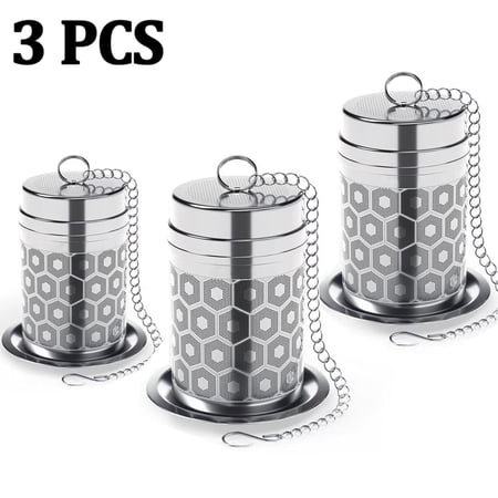 OFEFE 3PCS Tea Strainers for Loose Tea,Loose Leaf Infuser,Extra Fine Mesh Infuser,304 Stainless Steel & Updated Slim Threaded Lid,Loose Leaf Steeper
