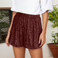 thumbnail image 3 of Sparkly Sequin Shorts for Women Summer Casual Elastic High Waist Shiny Sequins Straight Leg Shorts Night out Clubwear, 3 of 4