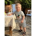 thumbnail image 3 of BemeyourBBs Newborn Baby Boy Duck Outfits Cute Infant Boys Summer Clothes Mallard Embroidered Striped Crew Neck Short Sleeve Romper and Shorts 2 Pcs Set, 3 of 9