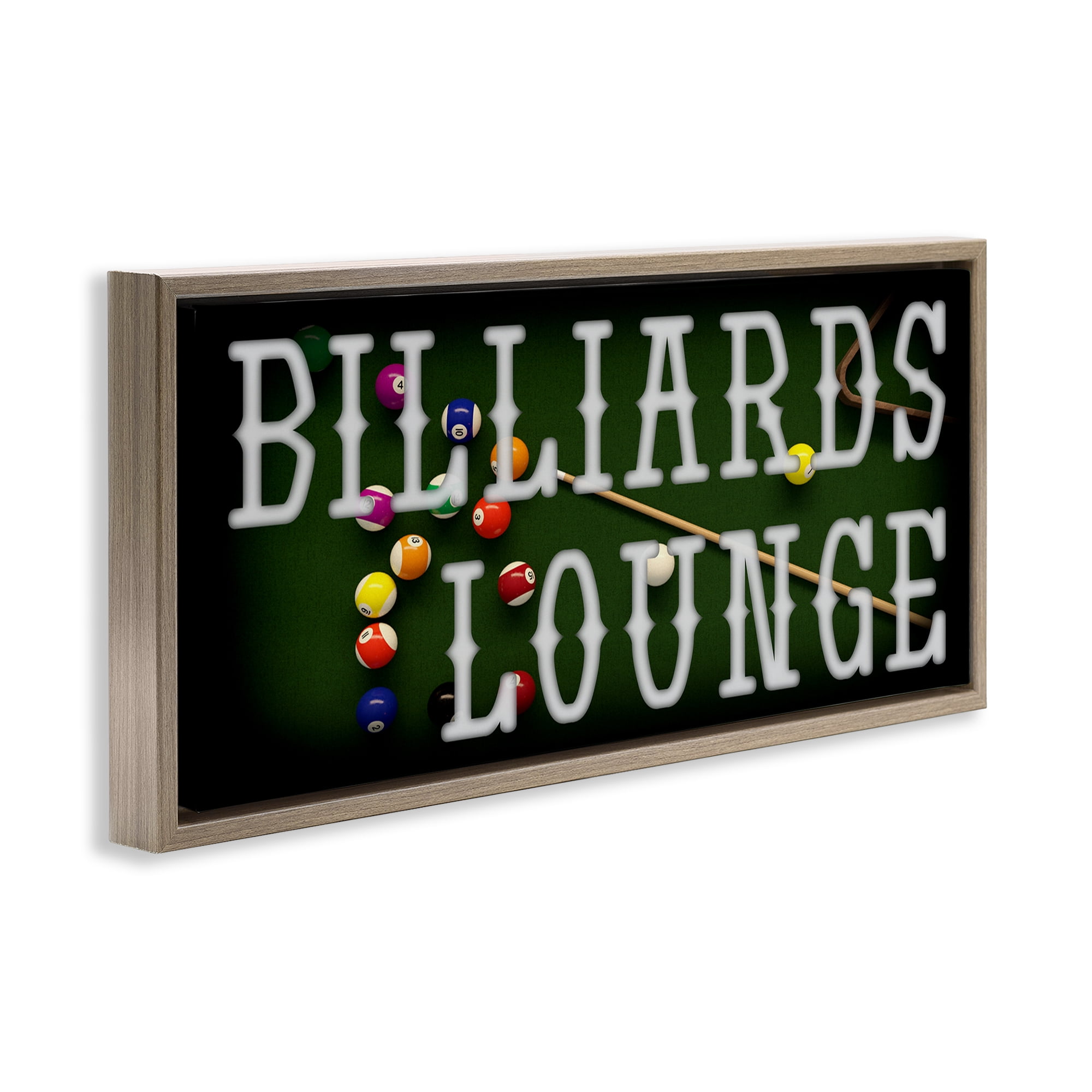 Stupell Industries Billiards Lounge Recreation Brown Framed Floater Canvas Wall Art, design by Marcus Prime