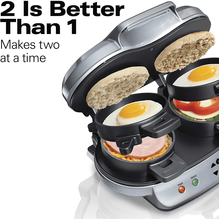 Hamilton Beach Dual Breakfast Sandwich Maker with Timer, Silver (25490A) 