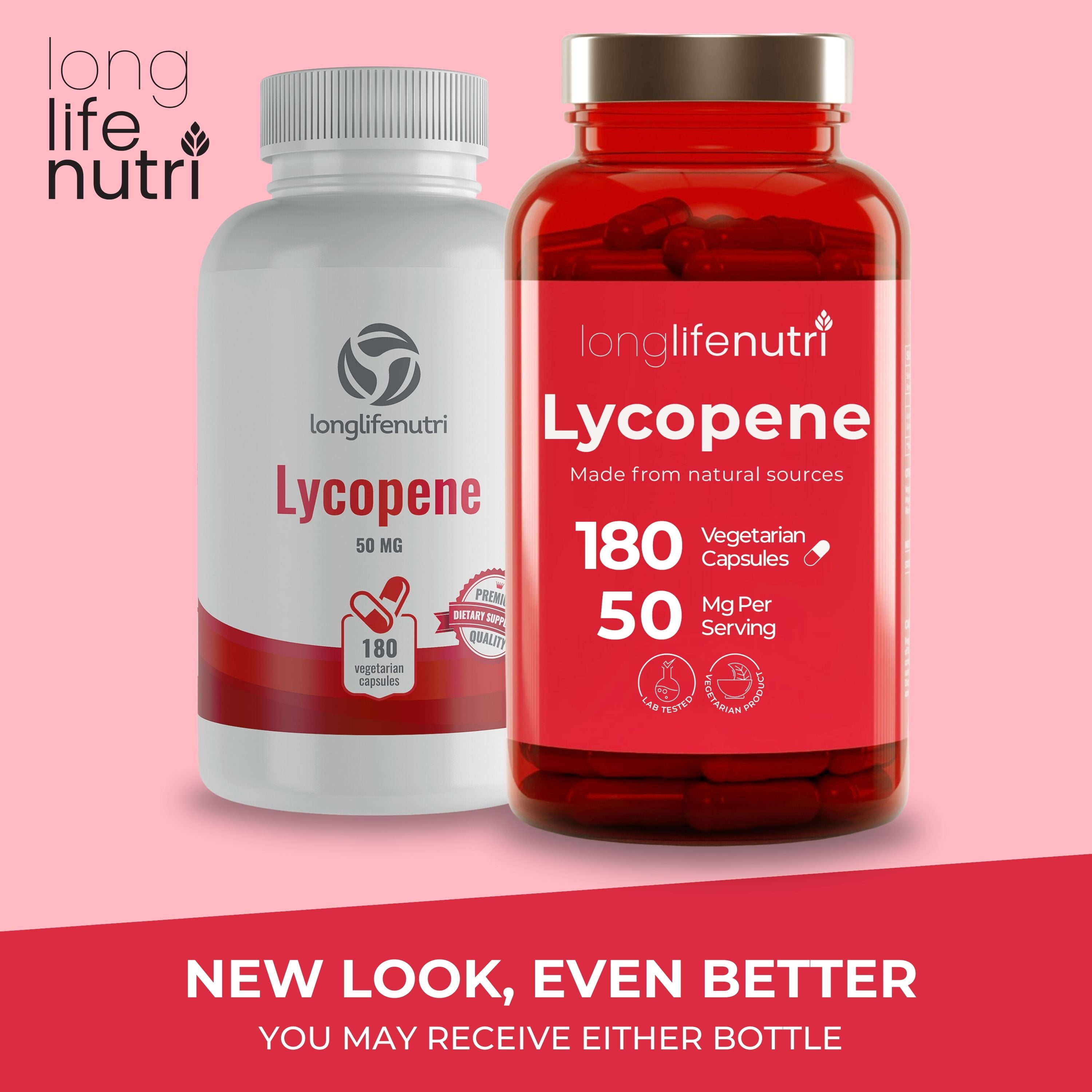 Lycopene 50 mg - 180 Vegetarian Capsules for Prostate