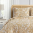thumbnail image 2 of Sunflower Botanical Ochre 3-Piece All-Season Soft Woven Matelasse Jacquard Reversible Cotton Blend Quilt Set - Full/Queen, 2 of 5