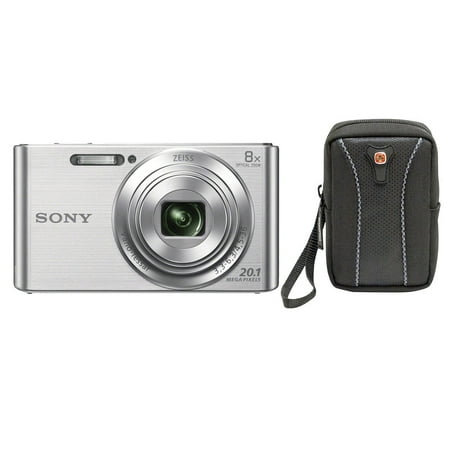 sony dsc-w830 20.1mp digital camera (silver) swiss gear jasper series medium camera case