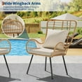 thumbnail image 6 of Studyset Patio Dining Chairs Set of 2,Outdoor Wicker Club Chair with Cushions,All Weather Wicker Armchairs,Porch Rattan Chairs,Small Patio Boho Bistro Sets Conversation Chairs for Apartments,Porch, 6 of 7